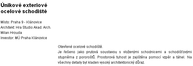 Požární schodiště – škola Klánovice