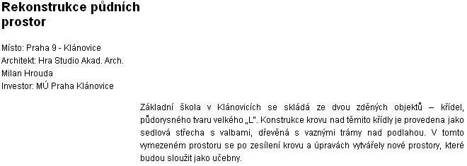 Výstavba učeben ZŠ Klánovice